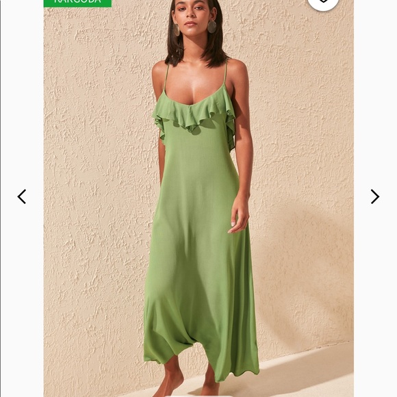 Low Back Maxi Boho Dress in Moss Green